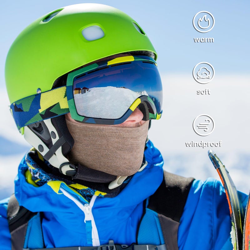 EXski Winter Neck Gaiter Warmer, Soft Fleece Face Mask Scarf for Cold Weather Skiing Cycling Outdoor Sports Brown - Image 4